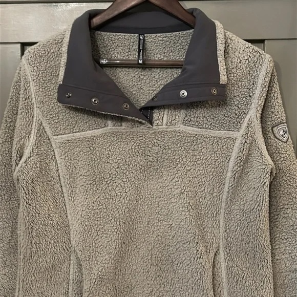 Kuhl Avalon Fleece Snap Neck Pullover High Pile Cozy Tan Womens Size Medium - Picture 9 of 13